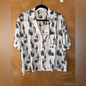 Women’s White Cactus Print Shirt
